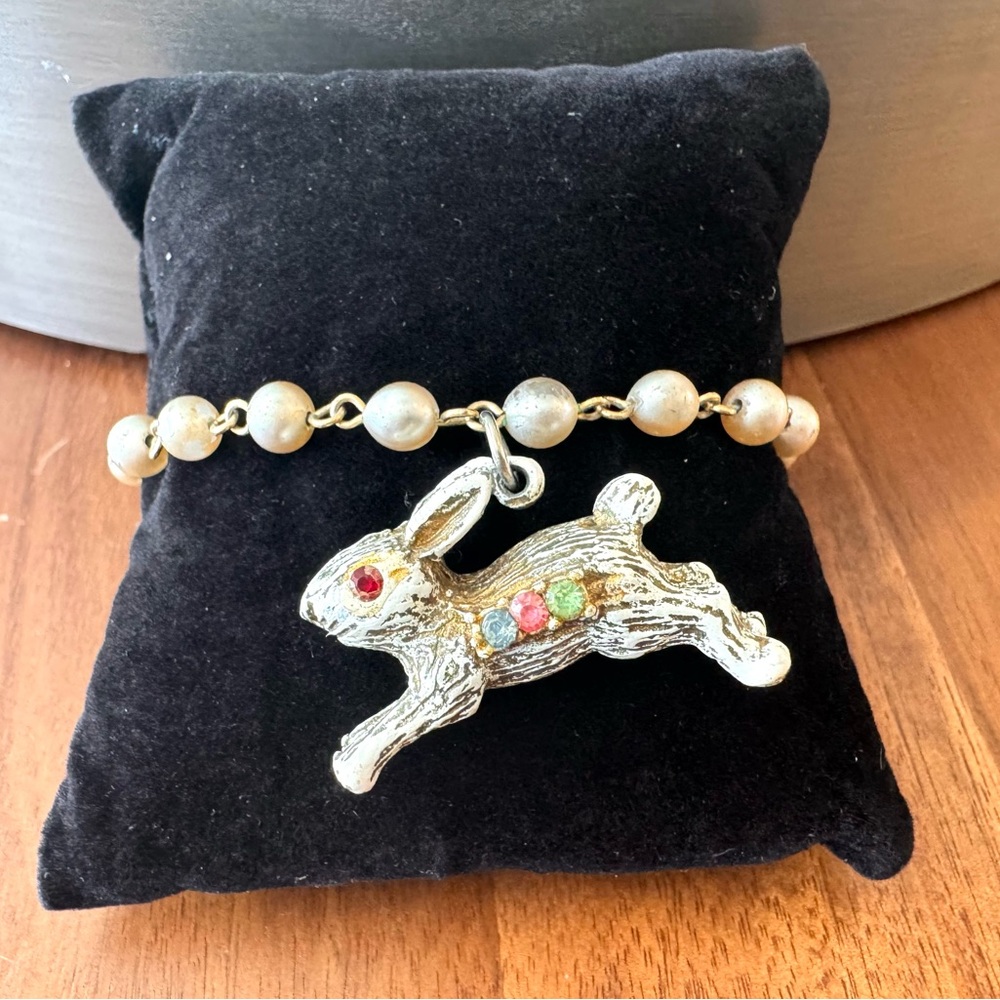 Pearl Rabbit Charm Bracelet